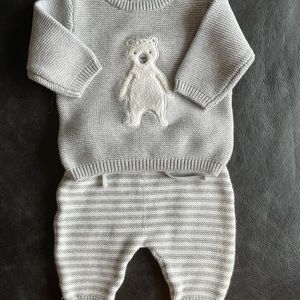 Knit Gray and White Infant Sweatsuit